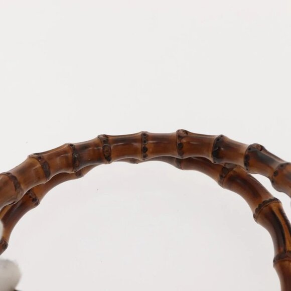 GUCCI Bamboo Hand Bag Suede Leather Beige Gold - Picture 11 of 16